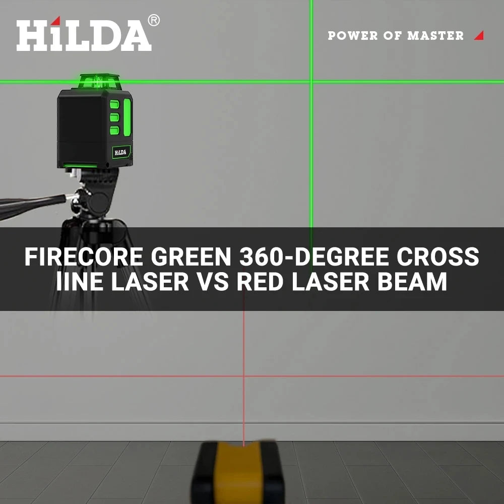 HILDA 360 Automatic Leveling Level Construction Tool Equipment Green Light Cross Laser Level