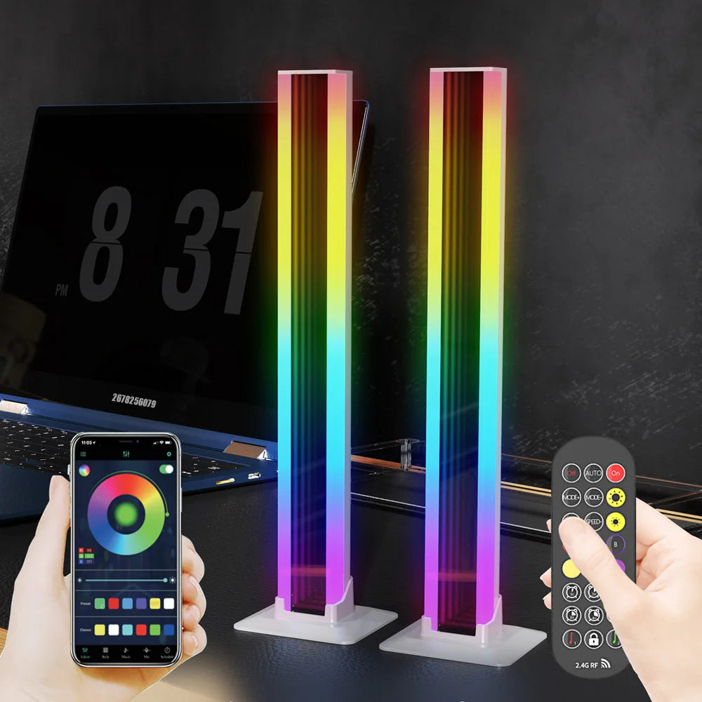 LED Ambient Light 2-Pack RGB Abyss Mirror Table Lamp Bluetooth Night Light USB Desk Mood Light for TV PC Gaming Room Decor