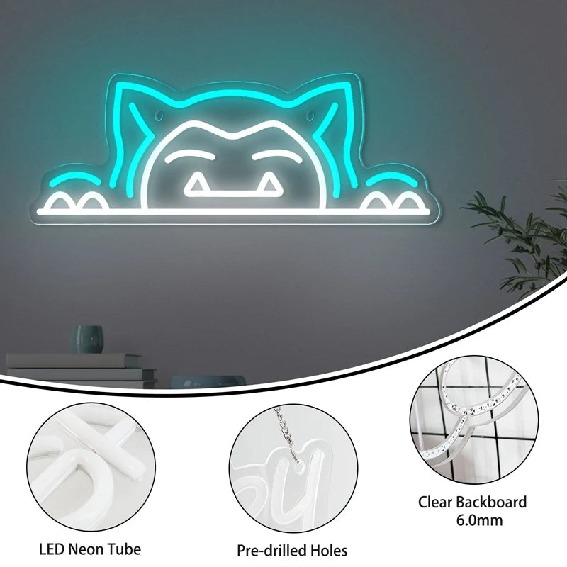 Cute Cat Animals LED Neon Light Sign Acrylic Anime Neon Sign USB for Home Kids' Bedroom Gaming Room Wall Decor Cartoon LED Sign