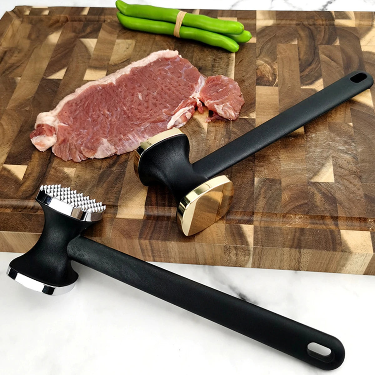 Steak Hammer Mallet Double-Sided Zinc Alloy Meat Tenderizer Meat Pounder Maximizes Food Flavor Meat Hammer Steak Meat Cooking