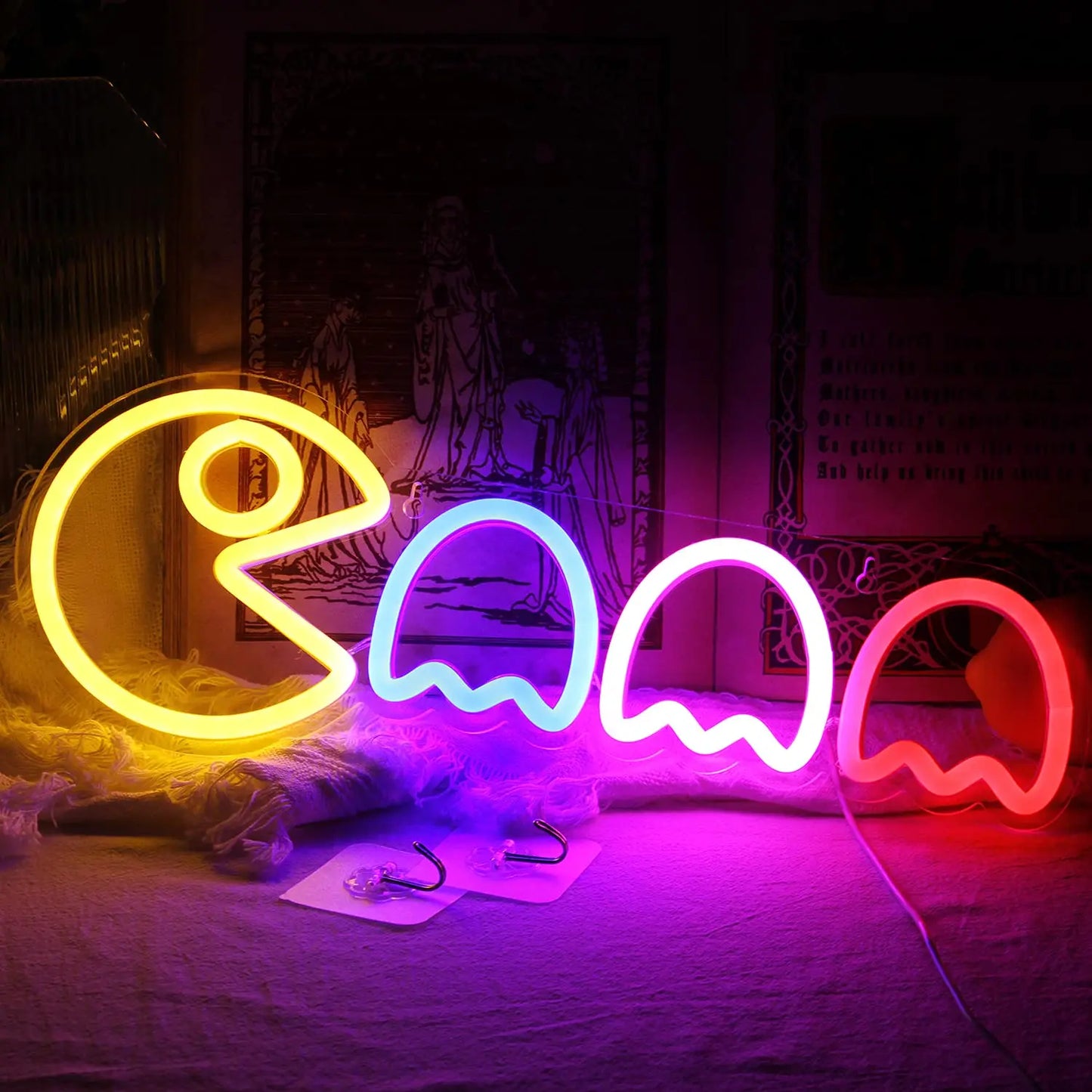 Ghost Neon Signs LED Sign Gamer Room Decor, Neon Signs for Wall, USB/Switch Ghost Neon Light for Gaming Birthday Christmas Gift