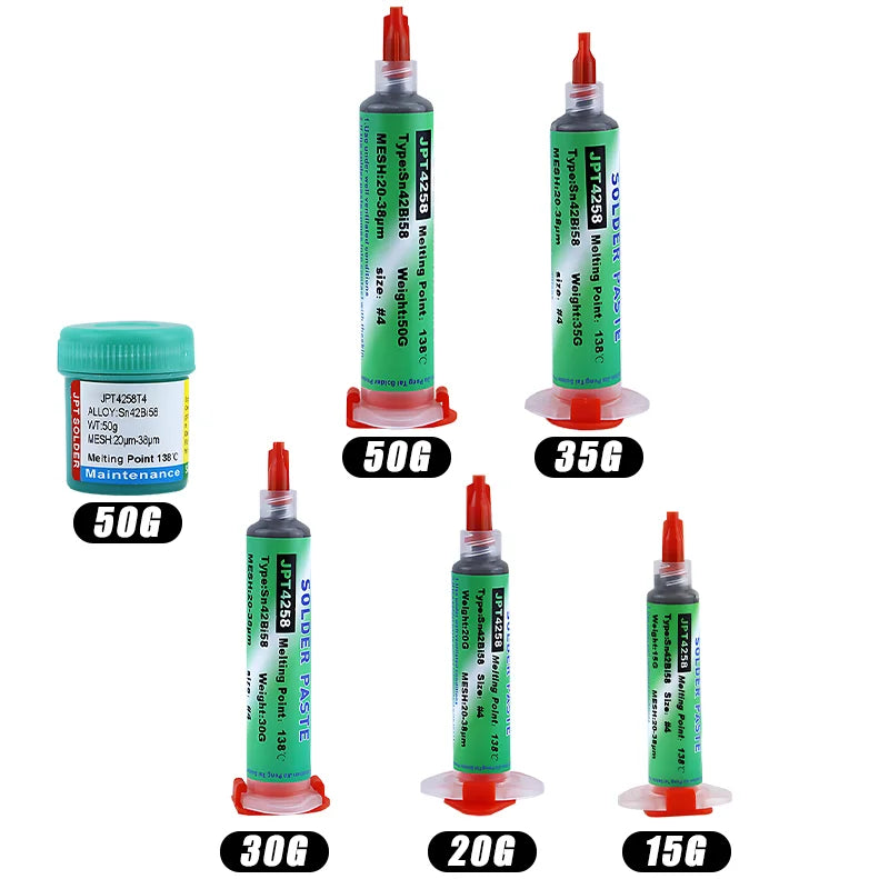 Solder Paste Sn42bi58 SMD Welding Paste 138℃ Low Temperature Lead-free Syringe No Cleaning Professional Repair Syringe Flux