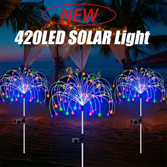 New Upgraded 420LED Solar Fairy Lights Waterproof Outdoor Firework Light 360LED Starburst Lights For Garden Party DIY Decoration