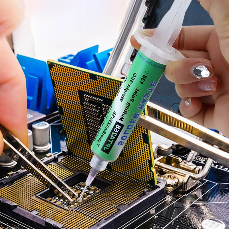 Solder Paste Sn42bi58 SMD Welding Paste 138℃ Low Temperature Lead-free Syringe No Cleaning Professional Repair Syringe Flux