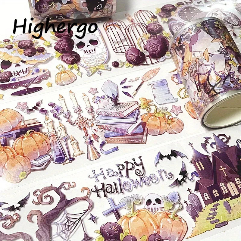 5Rolls/Set PET Tape Halloween Washi Masking Tape Decorative Adhesive Stickers For Scrapbooking Journal Aesthetic Stationery