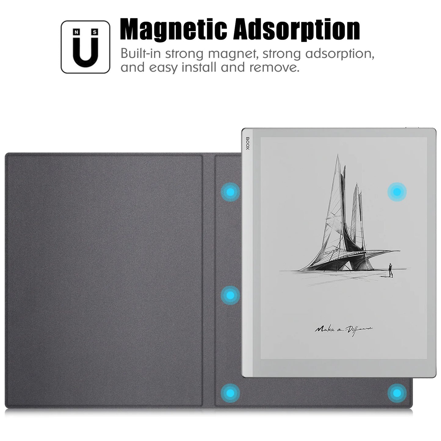 Magnetic Case for Onyx Boox Go 10.3 Tablet (2024 Released) - Ultrathin Lightweight Book Folio Cover with Auto Sleep/Wake