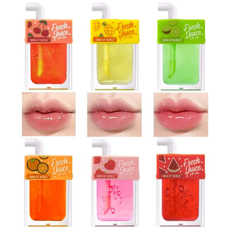 Straw fruit lip oil, lip gloss, color change, pearl gloss, lip honey, cute and creative gift