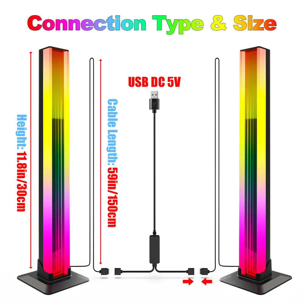 LED Ambient Light 2-Pack RGB Abyss Mirror Table Lamp Bluetooth Night Light USB Desk Mood Light for TV PC Gaming Room Decor