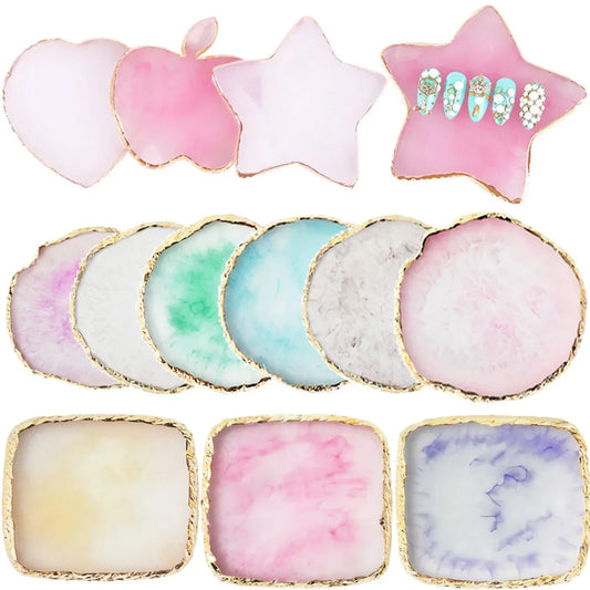 18 Styles Resin Agate Stone Nail Color Palette Gel Polish Pallet Mixing Drawing Paint Plate Manicure Nails Art Display Shelf