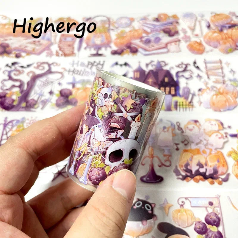 5Rolls/Set PET Tape Halloween Washi Masking Tape Decorative Adhesive Stickers For Scrapbooking Journal Aesthetic Stationery