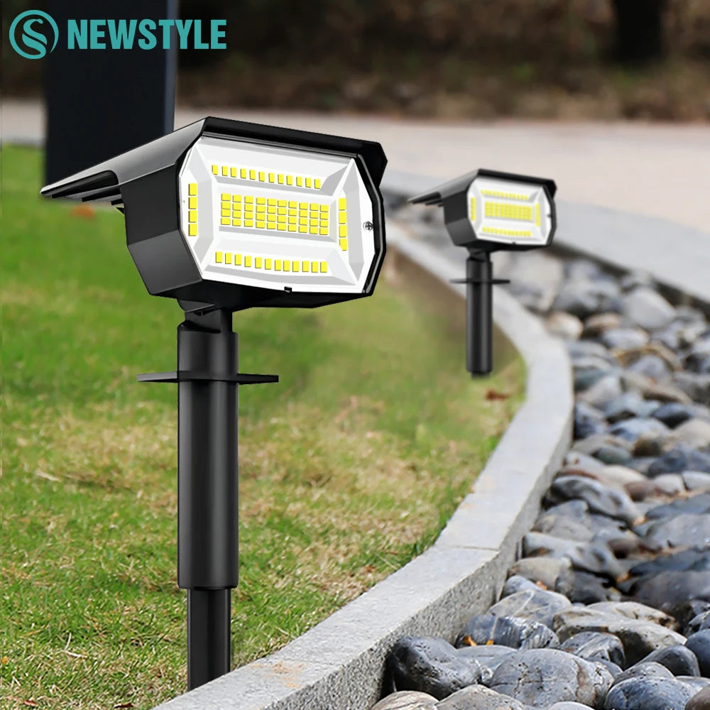 Outdoor 72/68 LED Solar Landscape Spotlights IP65 Waterproof Solar Light with 3 Modes Solar Garden Lighting for Outside Yard