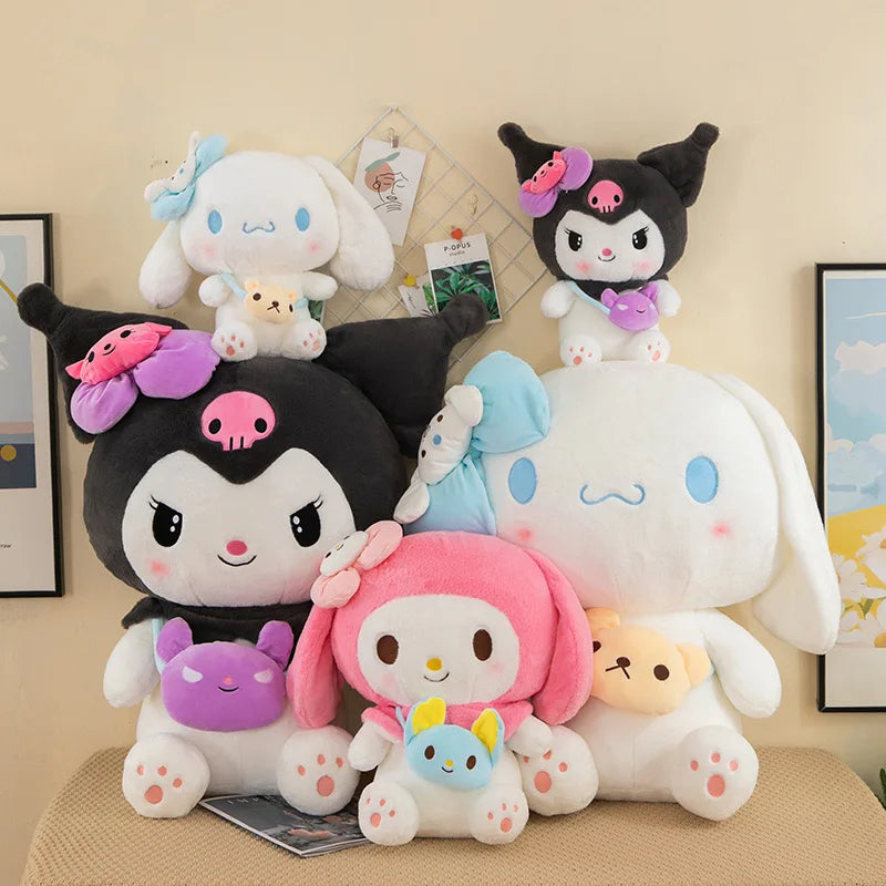 Sanrio Kuromi Plush Dolls 40/50cm kawaii My Melody Cinnamoroll Soft Stuffed animals Anime Figure Pillow Cartoon Decor Kids Toys