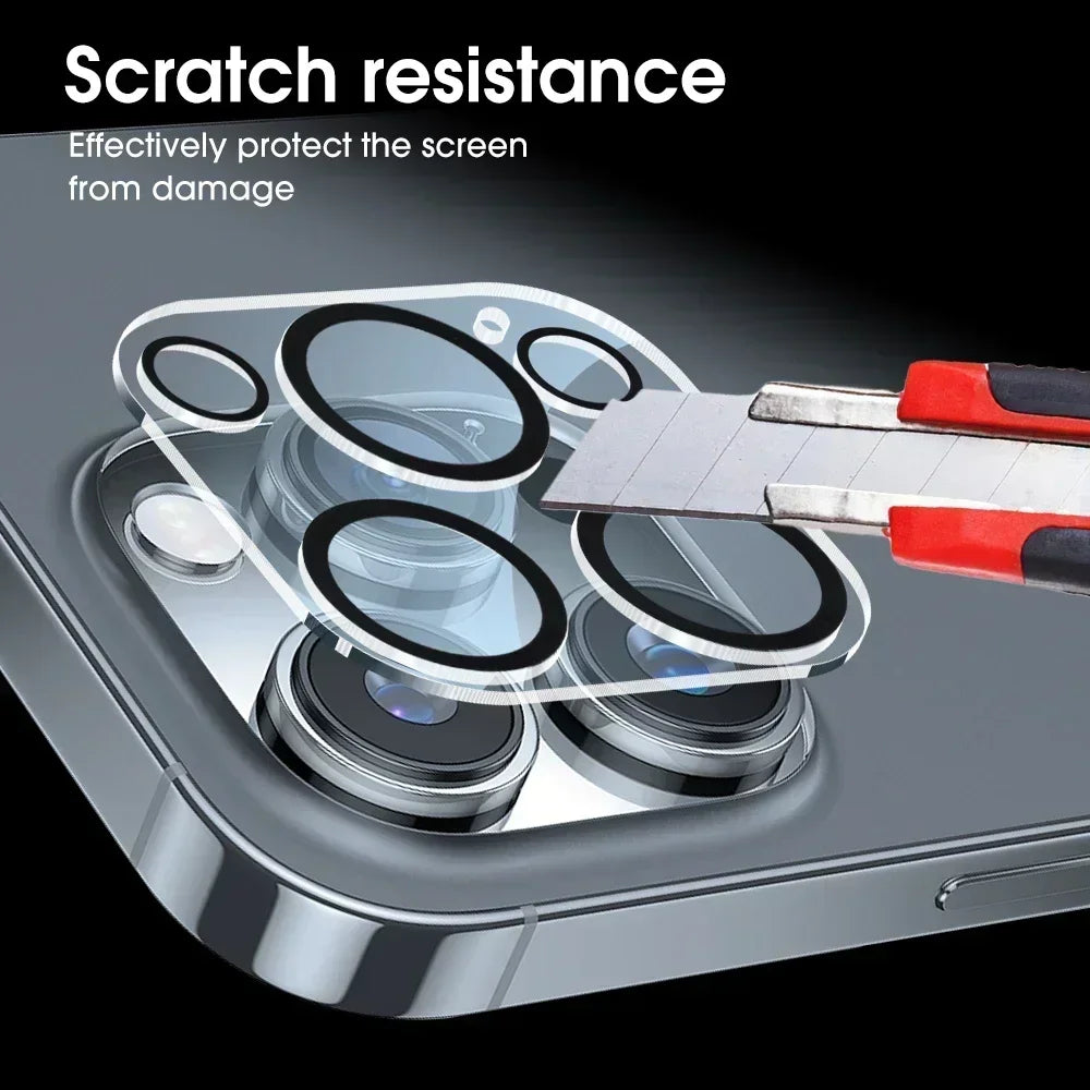 1-5Pcs Tempered Glass for iPhone 16 15 14 13 Pro Max Plus Mini Camera Lens Protector Black Circle Protective Lens Film Cover