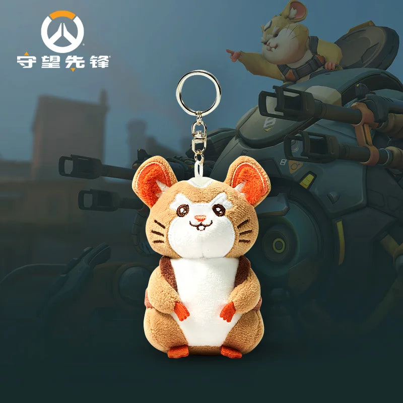 Game OW Overwatch Keychain Wrecking Ball Hammond Plush Pendant Key Ring Cosplay Key Bag Accessories