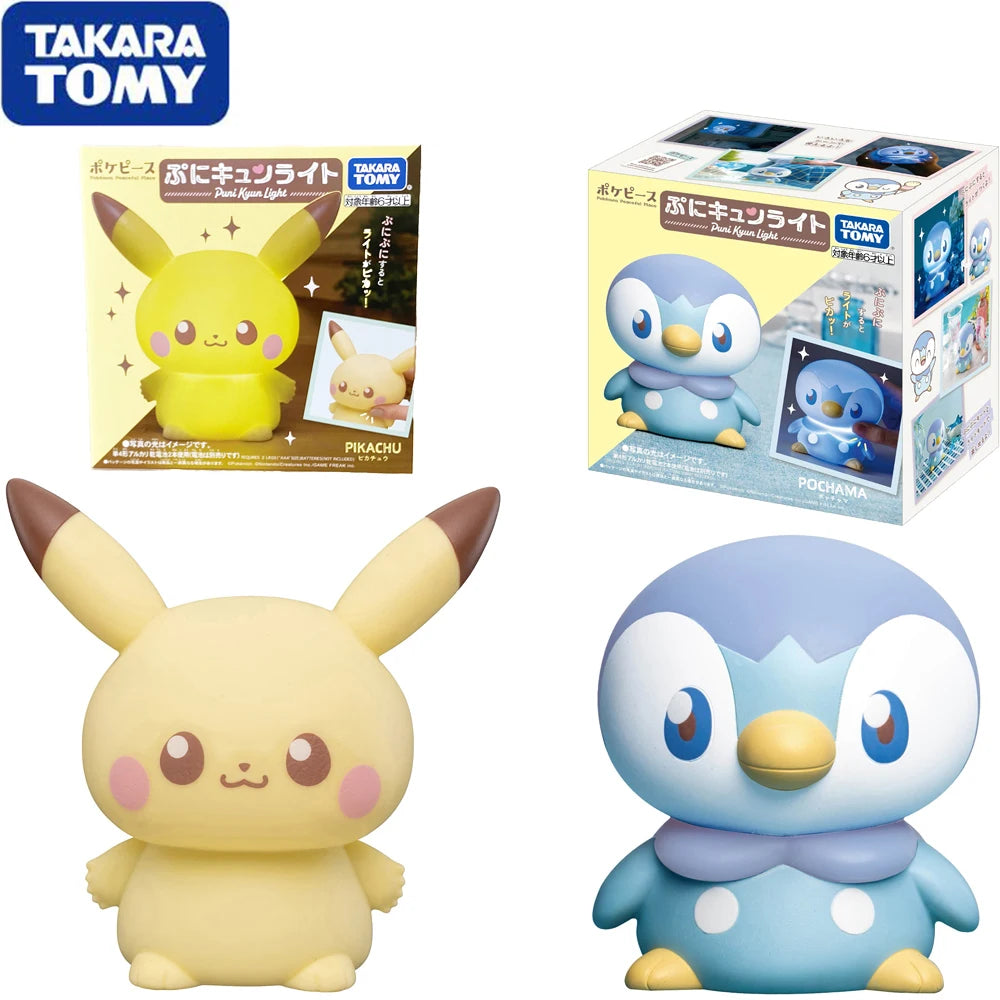 Original Takara Tomy Pokemon Poke Peace Puni Kyun Light Pikachu Piplup Cute Kawaii Night Light Good Gifts for Kids Girls Fans