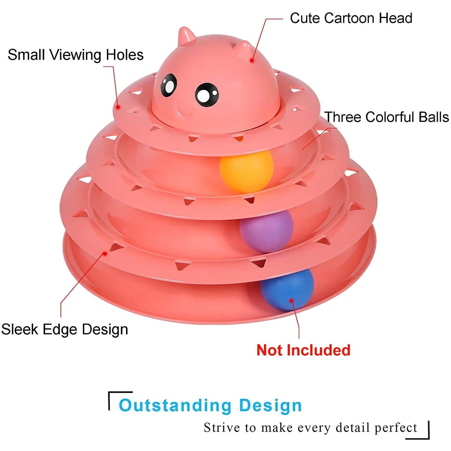 Interactive Cat Tower Toy 3 Levels Track Disc Roller Turntable for Pet Cat Play Games Kitten Teaser Puzzle Toys Ball Accessories