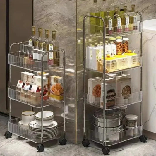 Storage Rack Trolley Cosmetic Transparent Kitchen Bathroom Snacks Storage Rack With Wheels Organizers Home Accessories Bookshelf