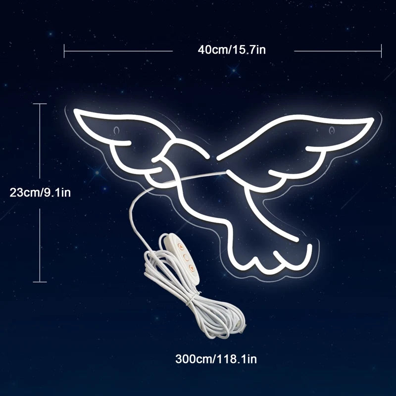 Peace Dove LED Neon Light Sign Acrylic Animals Neon Sign USB for Home Kids Bedroom Gaming Room Wall Art Decor Cartoon LED Sign