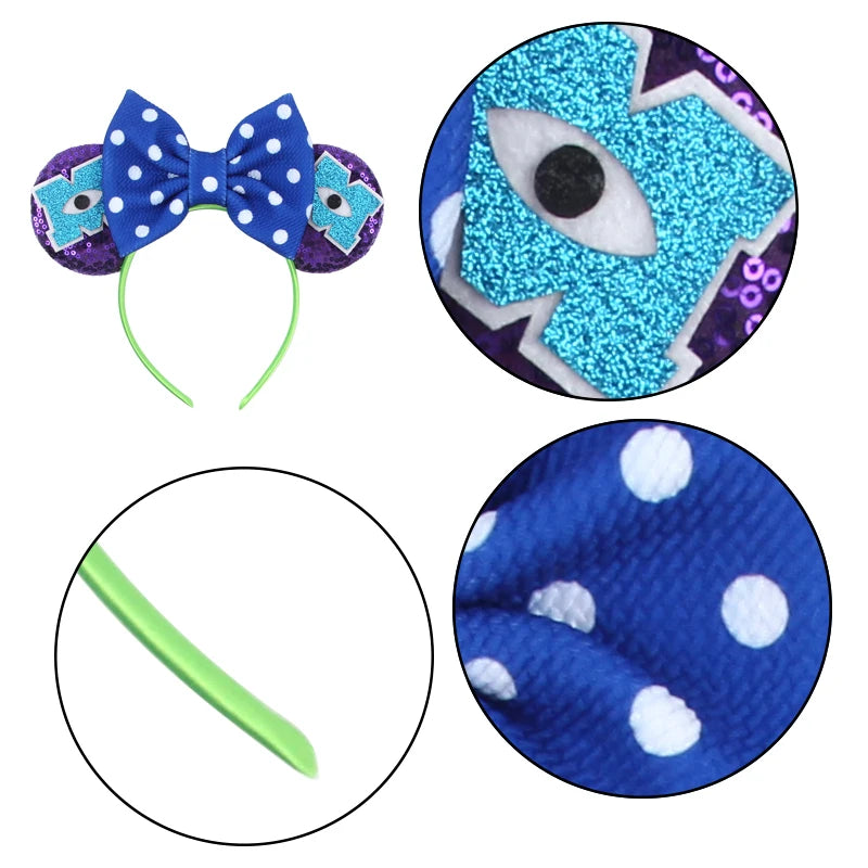 New Cute Monsters Inc Mouse Ears Headband  Minnie Cartoon Cosplay  Mouse Hairband Kids Festival Party Women Hair Accessories