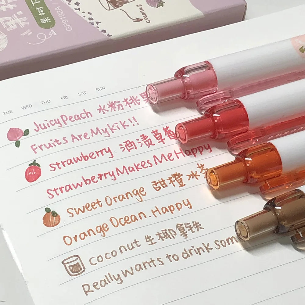 Creative 3D Fruit Scent Colored Gel Pens 0.5mm Smooth Writing School Student Art Drawing Pen for Diary Scrapbooking Stationery