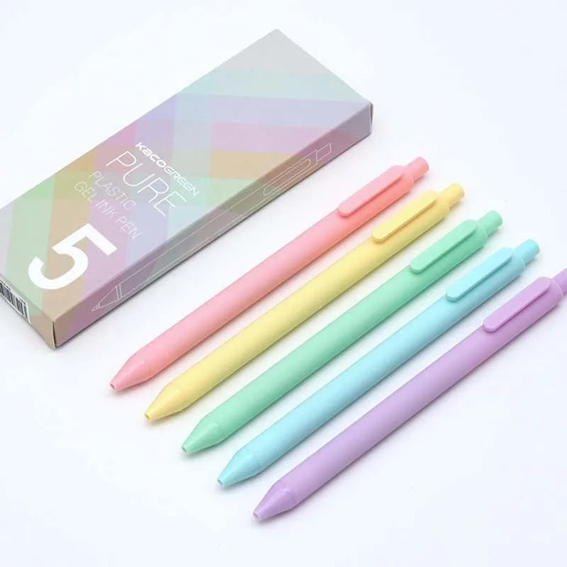 Kaco Cute Retractable Gel Pens Vintage Pen Extra Fine 0.5mm Kawaii Pen Stationery for Kids School Office Supplies