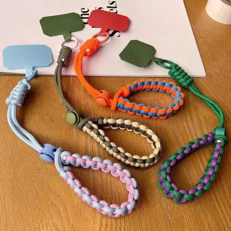 Handwoven Adjustable Mobile Phone Universal Case Lanyard Wrist Strap Outdoor Sports Anti-Lost Bracelet Hanging Card Cord Charm