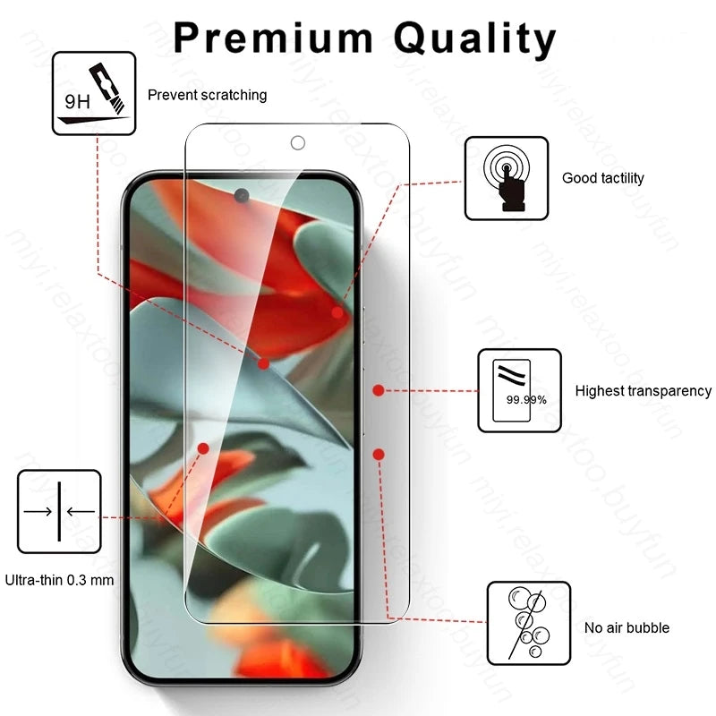 for Google Pixel 9 Pro XL 5G Case 8 In 1 Tempered Glass Screen Protector on Pixle 9 Pro Pixel9 Pixel9Pro Pixel9ProXL Camera Glas