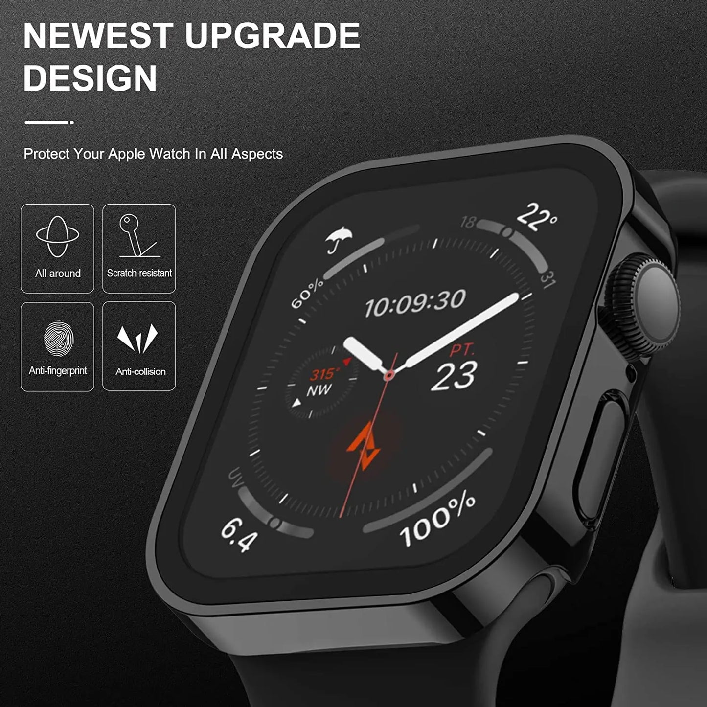 Waterproof Case for Apple Watch 7 8 9 45mm 41mm 44mm 40mm Screen Protector Cover Straight Edge Bumper iWatch 5 SE 6 Accessories