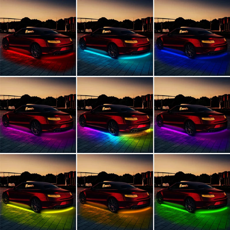 SEAMETAL Car Flexible Underglow Strip Light LED Underbody Remote APP Control RGB Neon Lights Atmosphere Lamp for Auto Decoration