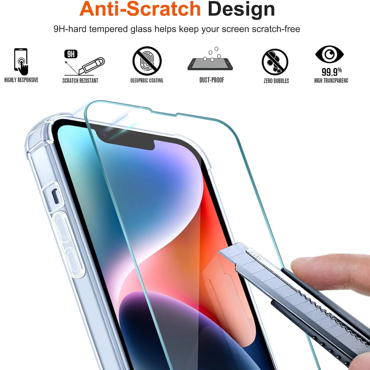 3Pcs Clear Full Cover Screen Protector for iPhone 6 7 8 Plus X Xs Max XR Tempered Glass For iPhone 11 12 13 14 15 Pro Max Mini