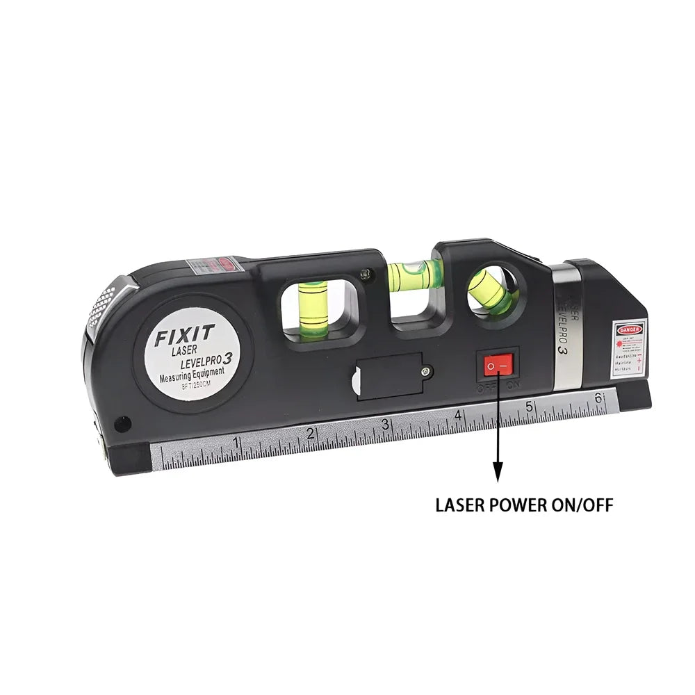 Laser Level Multipurpose Line Laser Leveler Tool Cross Line Lasers with 8FT 2.5M Standard Measure Tape and Metric Rulers