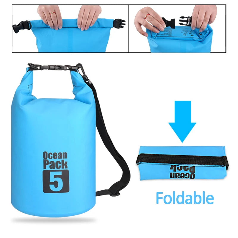 500D Waterproof Swimming Bag Dry Sack 2/5/10/15/20/30L Waterproof Floating Dry Gear Bags For Boating Fishing Rafting Swimming