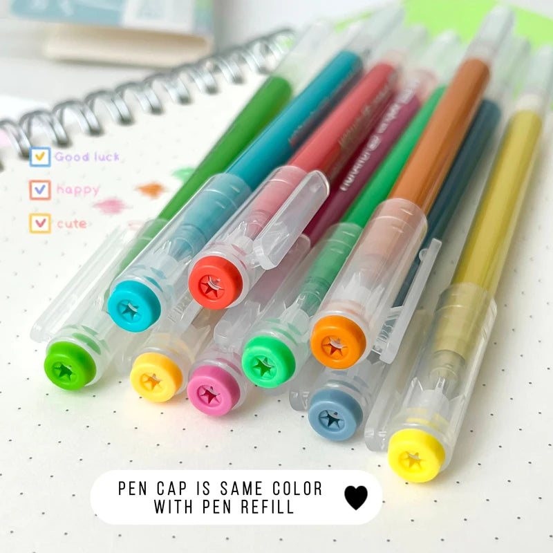 9PCS/Set Multicolor Gel Pen Colored Painting Gel Ink Pen 0.6MM DIY Graffiti Pen Morandi Retro Color Drawing Pen Art Supplies New