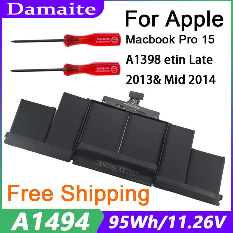 New A1494 Battery For Apple Macbook Pro Retina 15'' A1398 Late 2013 Year 2014 Year ME293