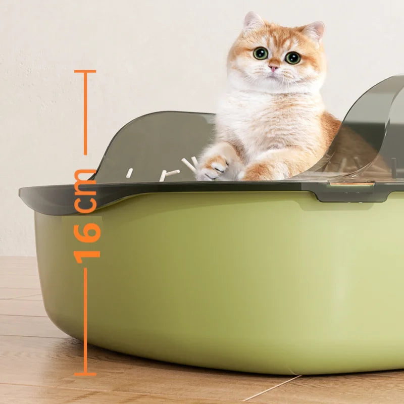 Cat Litter Box Kitty Sandbox Semi-enclosed High Side Splashproof Cat Toilet Pet Bedpans with Litter Scoop Cleaning Cat Supplies