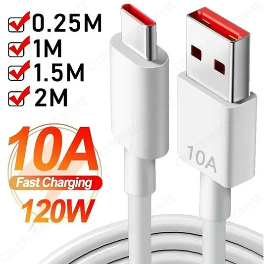 120W 10A USB Type C USB Cable Super Fast Charing Line for Xiaomi Samsung Huawei Honor Quick Charge 1M/2M USB C Cables Data Cord