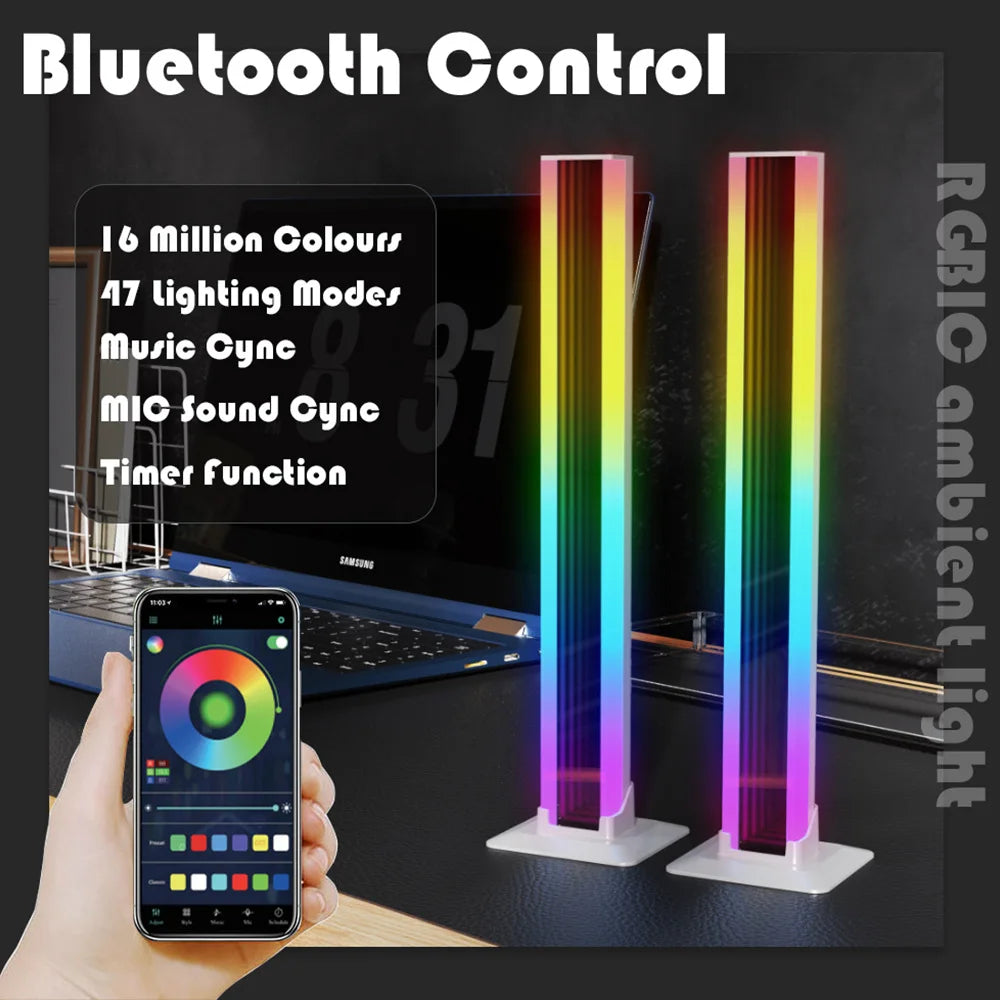 LED Ambient Light 2-Pack RGB Abyss Mirror Table Lamp Bluetooth Night Light USB Desk Mood Light for TV PC Gaming Room Decor