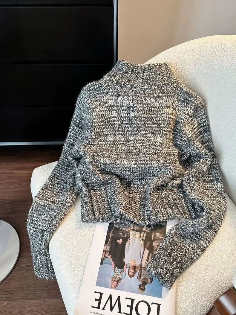 Winter Autumn Turtleneck Sequined Jacket Thick Knit Cardigan Coat for Women's New Style High-Quality Zipper Sweater Top