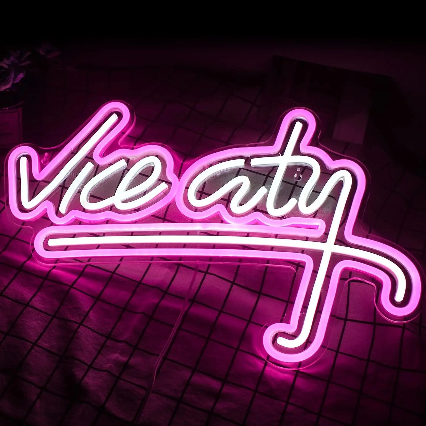 Vice City Neon Sign On/Off switch 5V USB Powered Led Night Lights for Bedroom Wall Decor for Game Room Bar Man Cave Gaming Zone