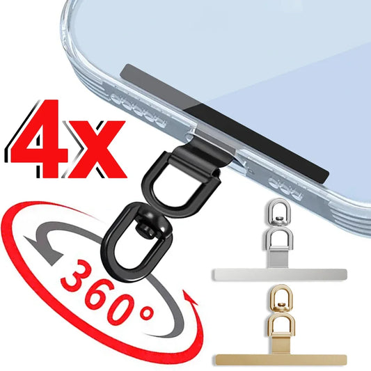 4/2/1PCS Stainless Steel Phone Lanyard Patch 360° Rotatable Ultra-thin Cellphone Hanging Cord Clip Replacement Metal Gasket