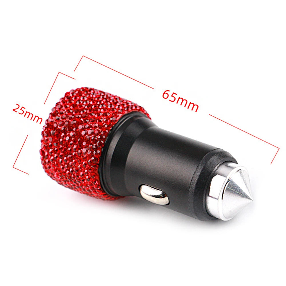 New Bling USB Car Charger 5V 2.1A Dual Port Fast Adapter Pink Car Decor Car Styling Diamond Car Accessories Interior for Woman