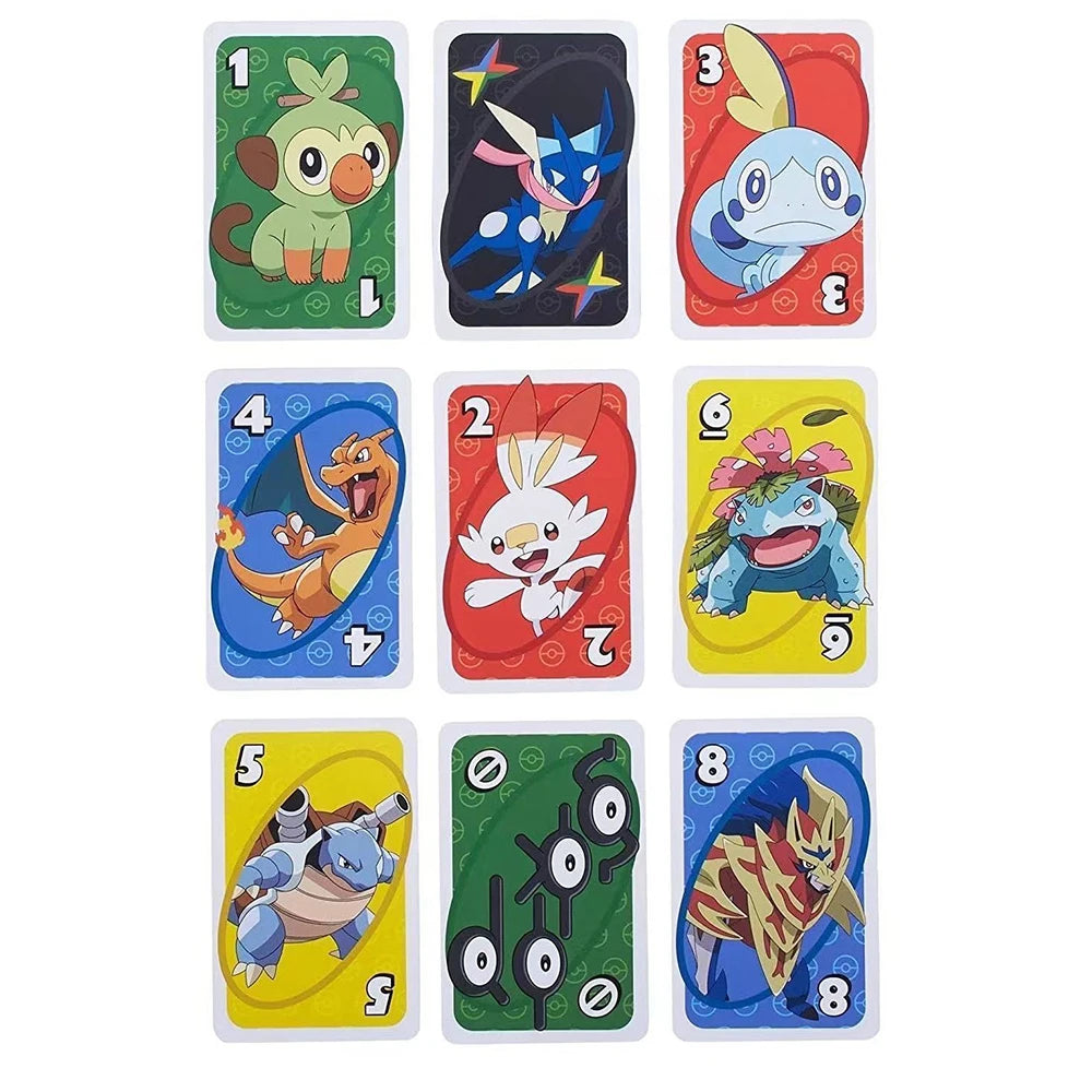 UNO FLIP! Pokemon Board Game Anime Cartoon Pikachu Figure Pattern Family Funny Entertainment uno Cards Games Christmas Gifts