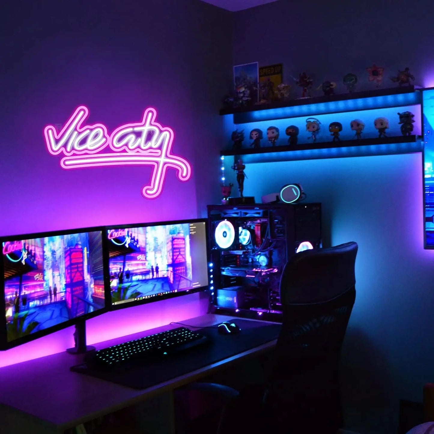 Vice City Neon Sign On/Off switch 5V USB Powered Led Night Lights for Bedroom Wall Decor for Game Room Bar Man Cave Gaming Zone