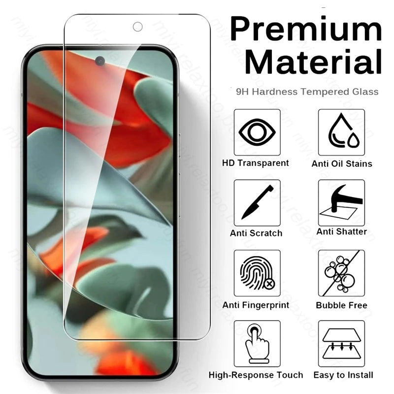 for Google Pixel 9 Pro XL 5G Case 8 In 1 Tempered Glass Screen Protector on Pixle 9 Pro Pixel9 Pixel9Pro Pixel9ProXL Camera Glas