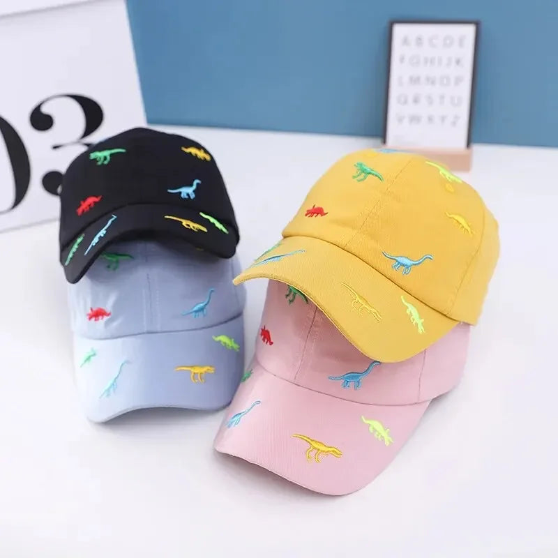 Summer Kids Baseball Cap Outdoor Adjustable Infant Boy Girls Sun Hats Cartoon Dinosaur Embroidery Baby Cap