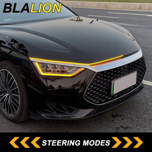 BLALION LED Daytime Running Light Scan Starting Car Hood Decorative Lights DRL Car Engine Hood Guide Decorative Ambient Lamp 12V