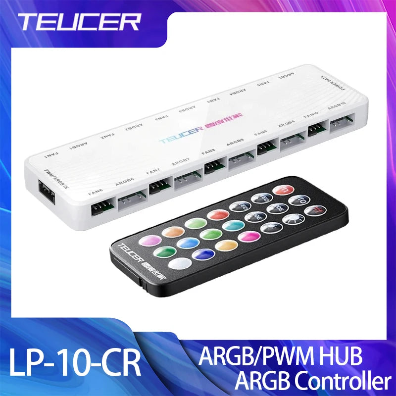 TEUCER LP-10 ARGB/PWM HUB With ARGB Controller 2 in 1 Fan HUB Adapter