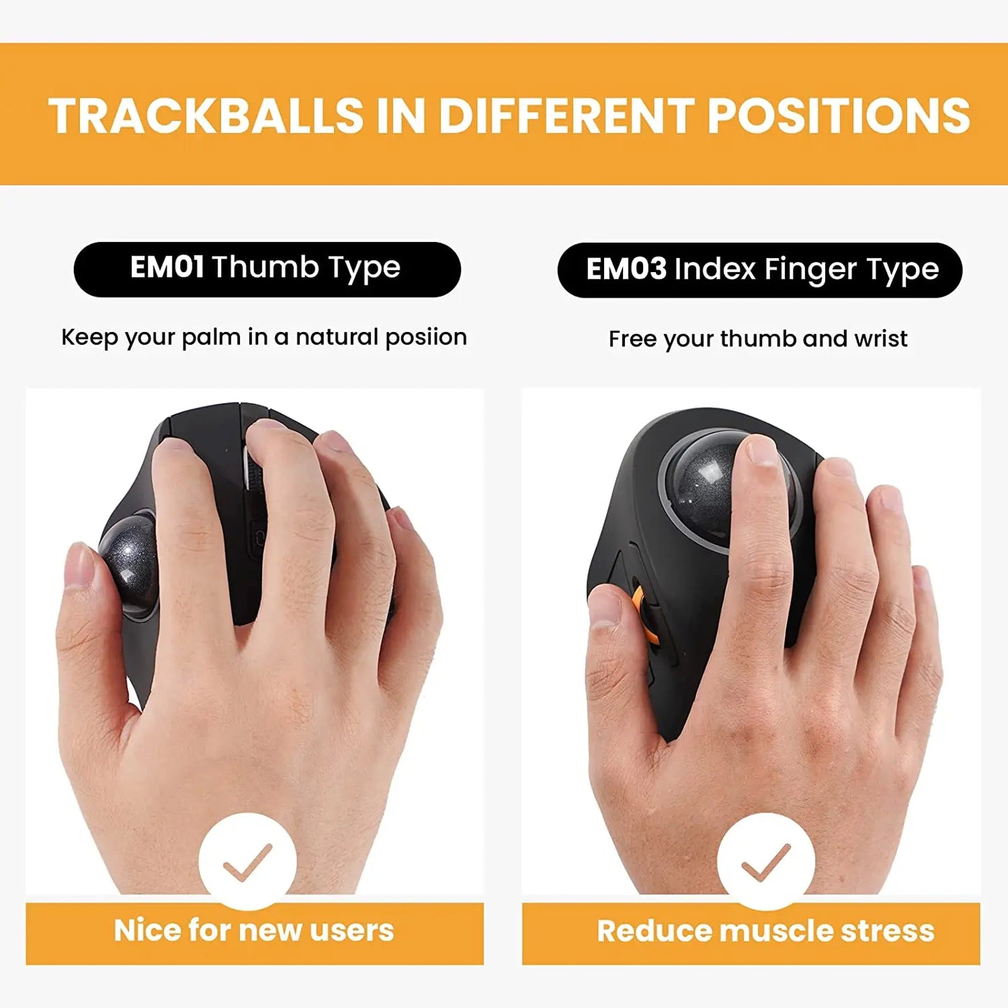 ProtoArc Wireless Index Finger Trackball Mouse Rechargeable RGB Rollerball BT 2.4g Mice for Computer Laptop 3 Device Connection