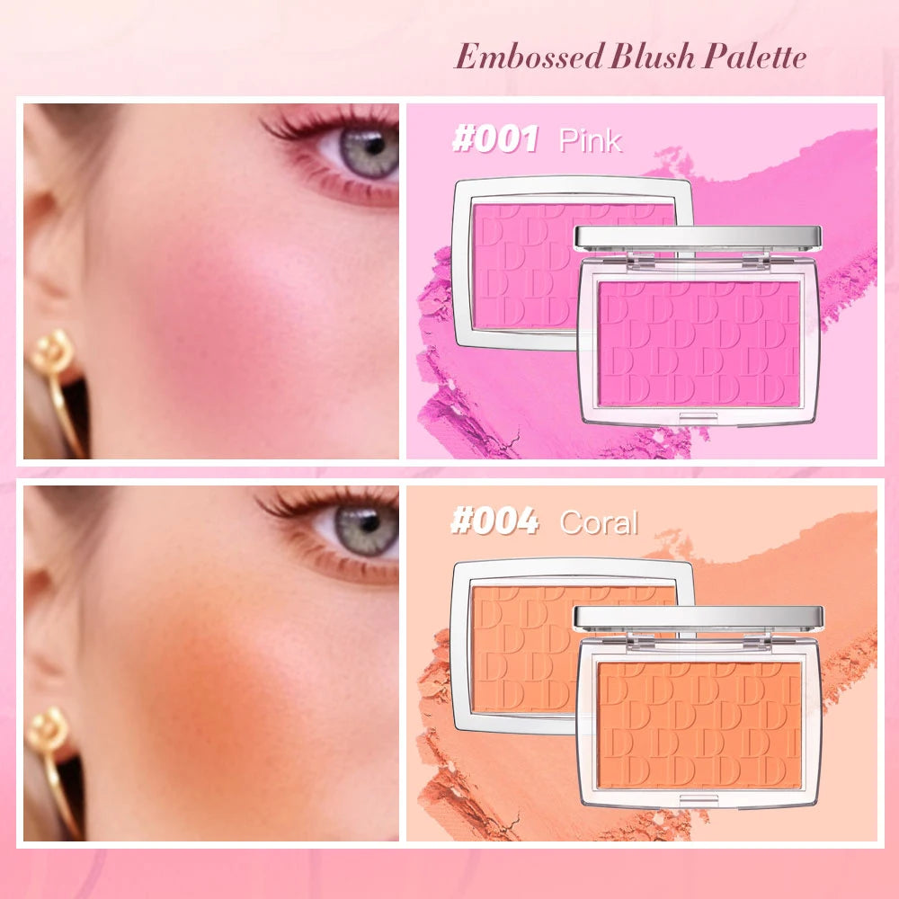 Hot Matte Embossed Blush Palette Rosy Blusher Facial Blush Powder High Pigmented Pink Coral Rouged For Cheeks Smooth Cosmetics