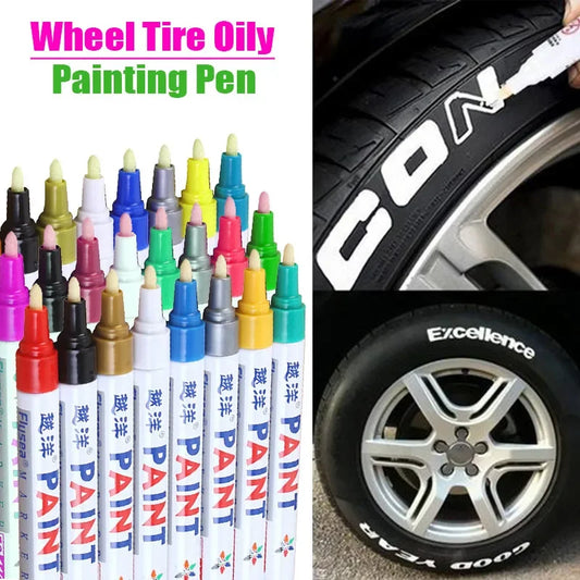 Car Paint Scratches Repair Brush Pen Waterproof Water Paint Marker Pen Car Tire Tread Care Automotive Black White Red Silver